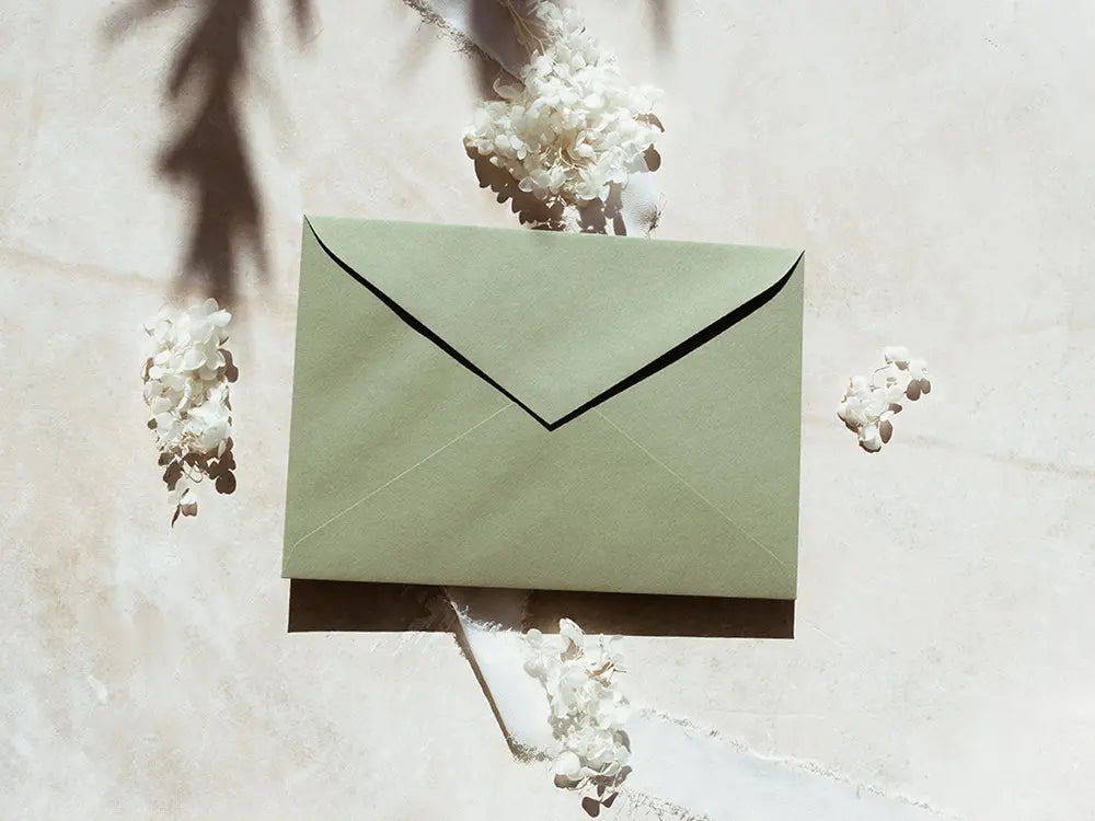 Sobre de moda tipo cuartilla elegante, ideal para invitaciones o correspondencia formal. Perfecto para papelería de alta calidad, disponible en varios colores y acabados.