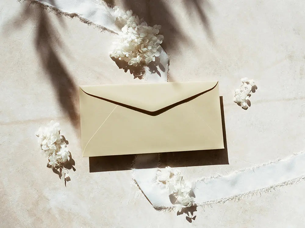 Sobre tipo americano clásico y sofisticado, perfecto para tarjetas de agradecimiento, invitaciones o cartas formales. Fabricado con materiales premium, ofrece una presentación de lujo.