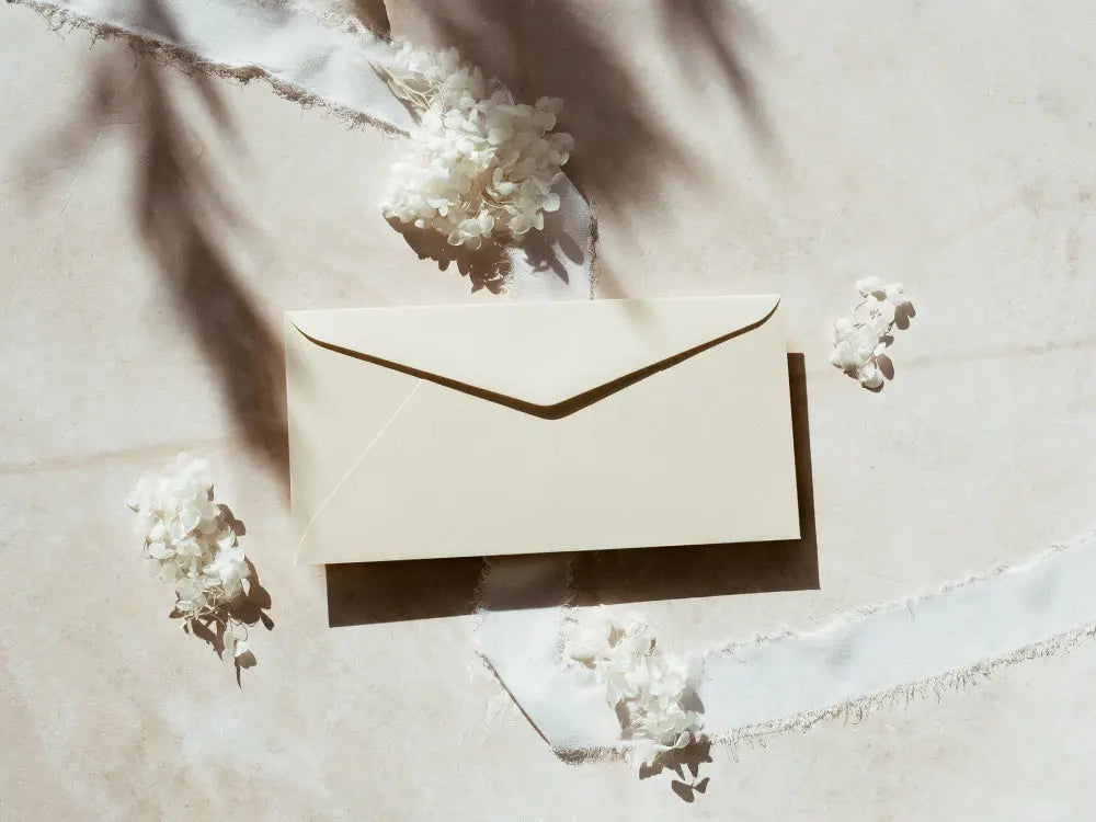 Sobre tipo americano clásico y sofisticado, perfecto para tarjetas de agradecimiento, invitaciones o cartas formales. Fabricado con materiales premium, ofrece una presentación de lujo.