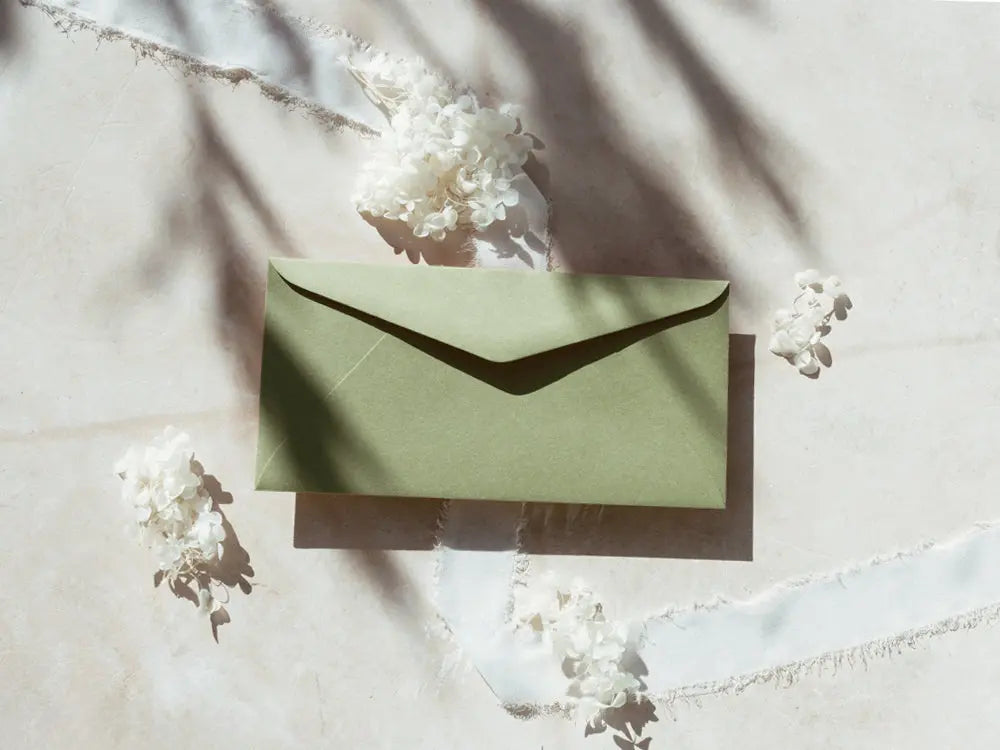 Sobre tipo americano clásico y sofisticado, perfecto para tarjetas de agradecimiento, invitaciones o cartas formales. Fabricado con materiales premium, ofrece una presentación de lujo.