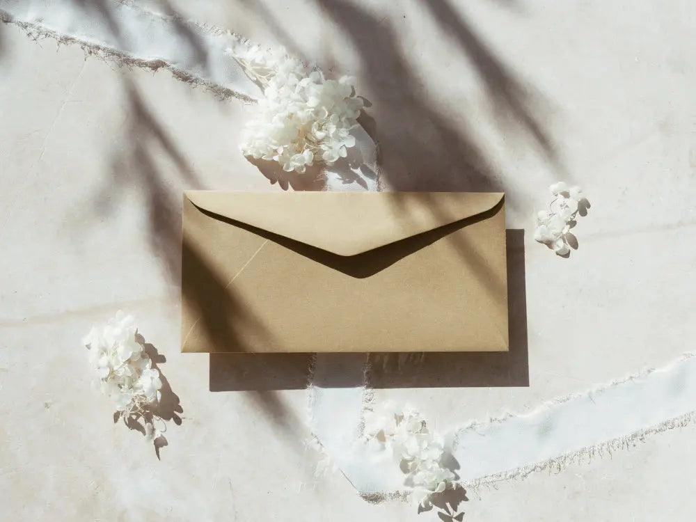 Sobre tipo americano clásico y sofisticado, perfecto para tarjetas de agradecimiento, invitaciones o cartas formales. Fabricado con materiales premium, ofrece una presentación de lujo.