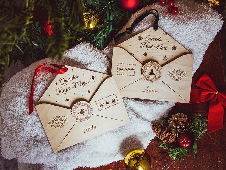 Sobre de Madera Carta de Navidad Papá Noel Sensalea