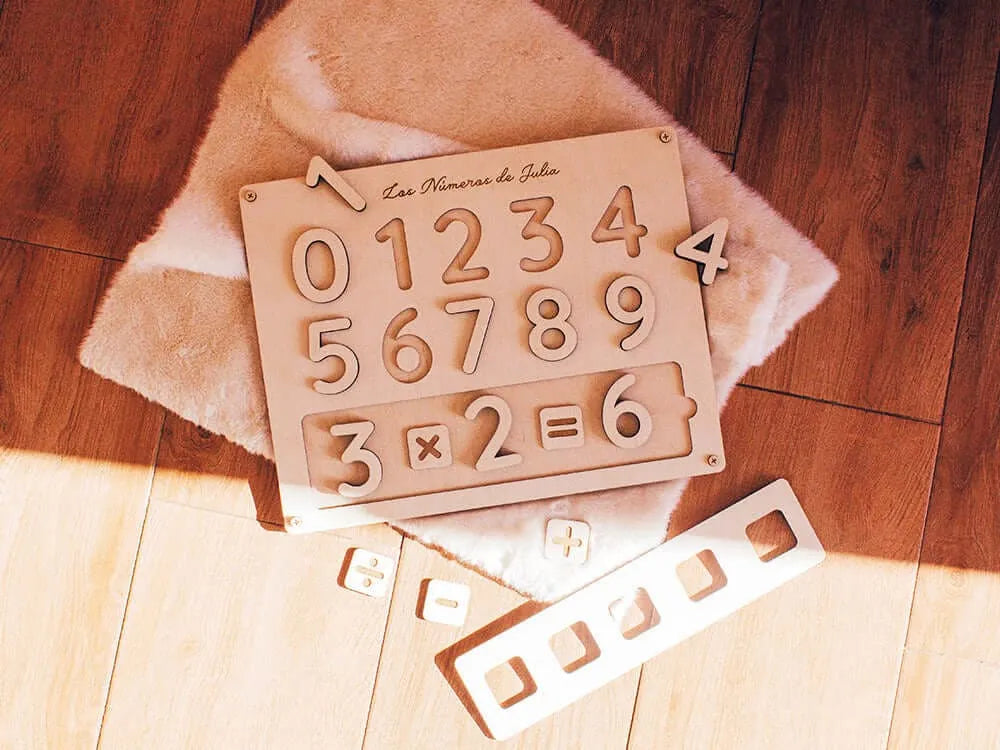 Puzzle madera números y operaciones Montessori