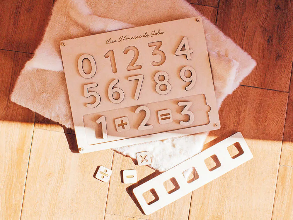 Puzzle madera números y operaciones Montessori
