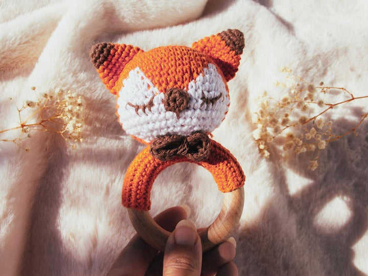 Sonajero crochet Zorrito Plano Detalle