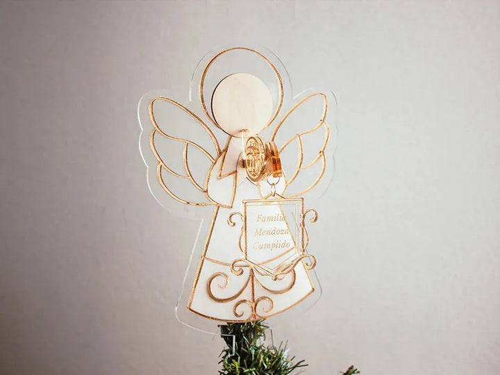 Adorno Ángel Navidad Dorado Personalizado modelo 1