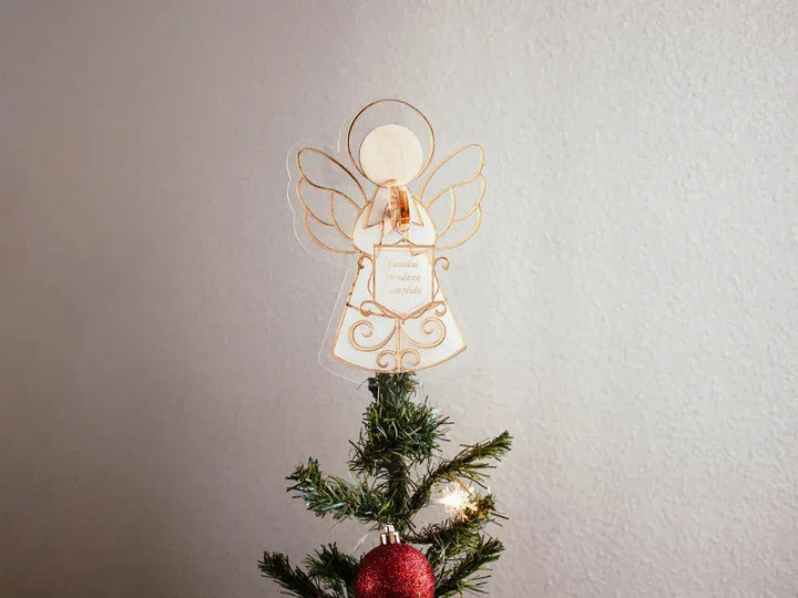 Adorno Ángel Navidad Dorado Personalizado con plano general