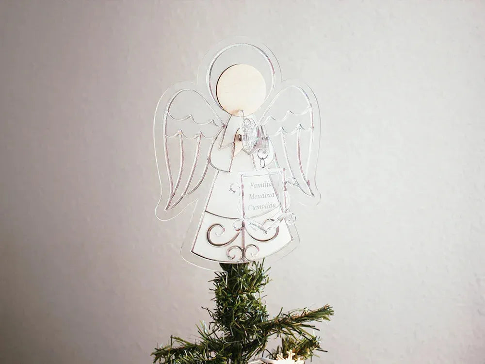 Adorno Ángel Navidad Plata Personalizado modelo 2