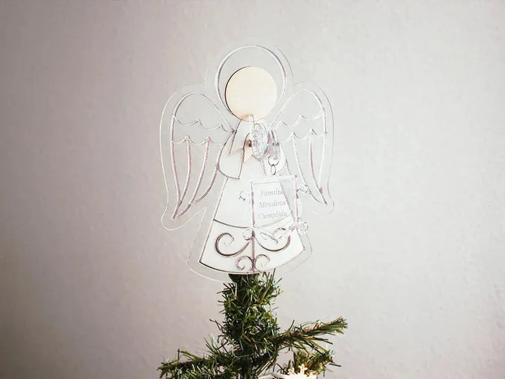 Adorno Ángel Navidad Plata Personalizado modelo 2