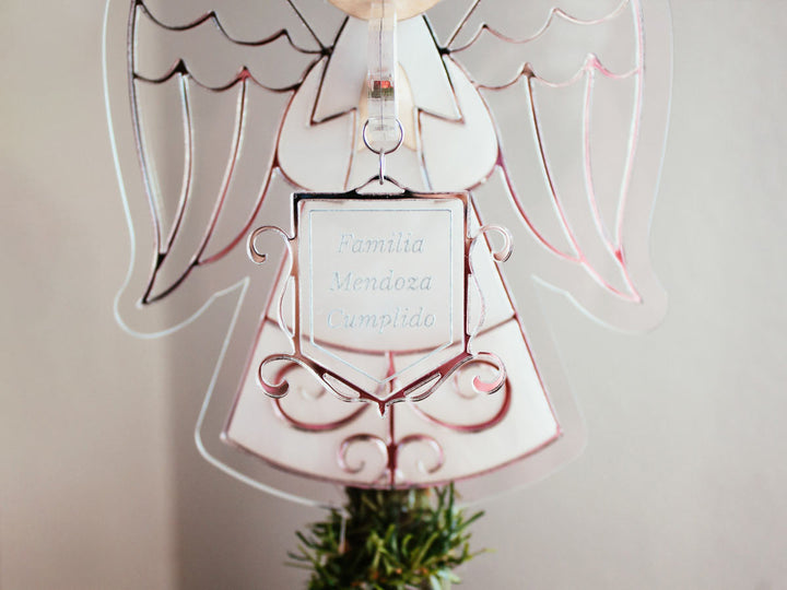 Adorno Ángel Navidad Dorado Personalizado plano detalle