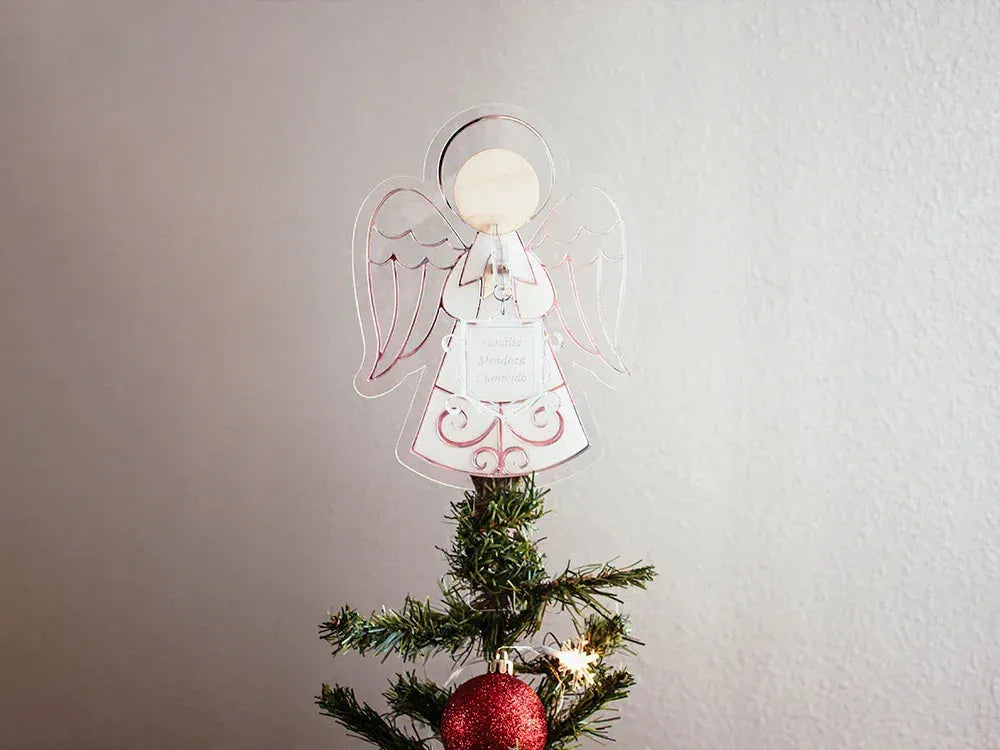 Adorno Ángel Navidad Plata  Personalizado con plano general