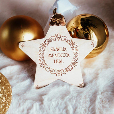 Adorno Estrella Navidad Personalizado vista de frente de la parte delantera