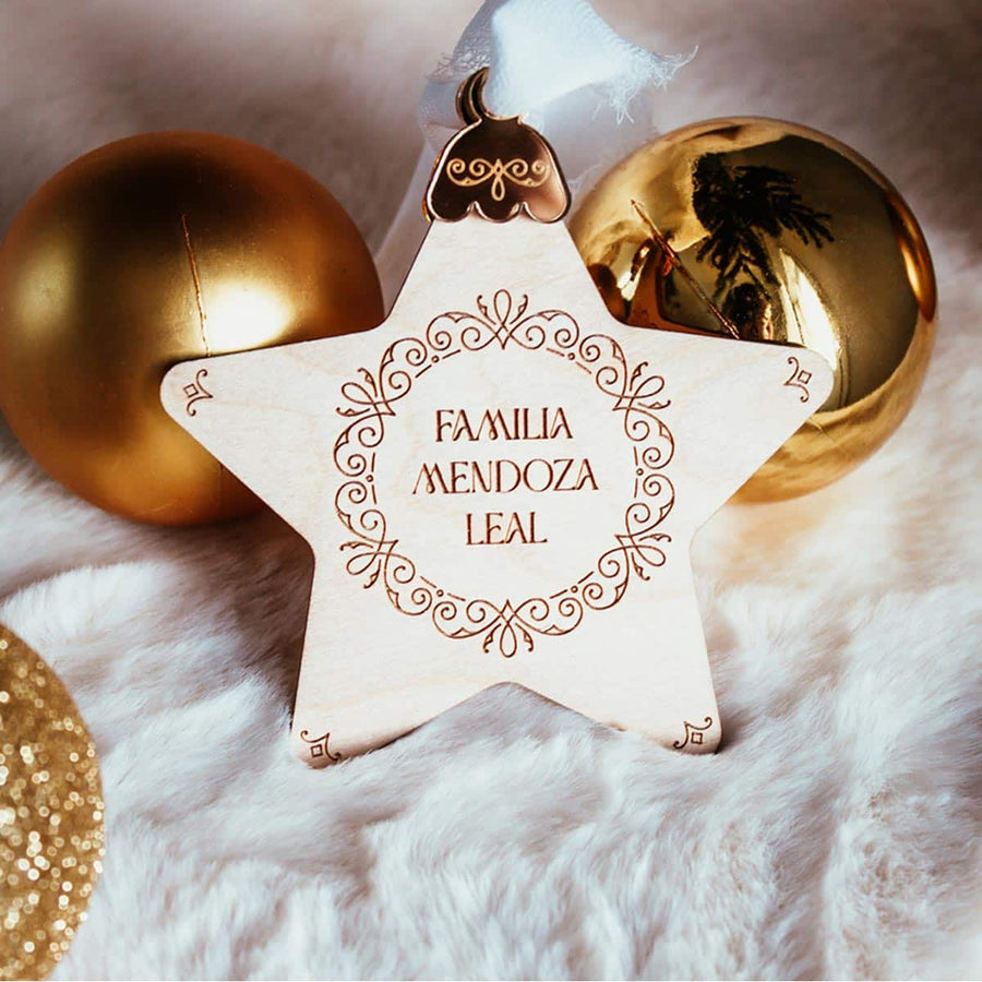 Adorno Estrella Navidad Personalizado vista de frente de la parte delantera