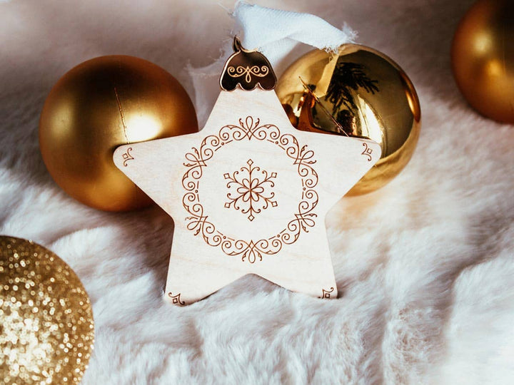 Adorno Estrella Navidad Personalizado vista de frente de la parte trasera