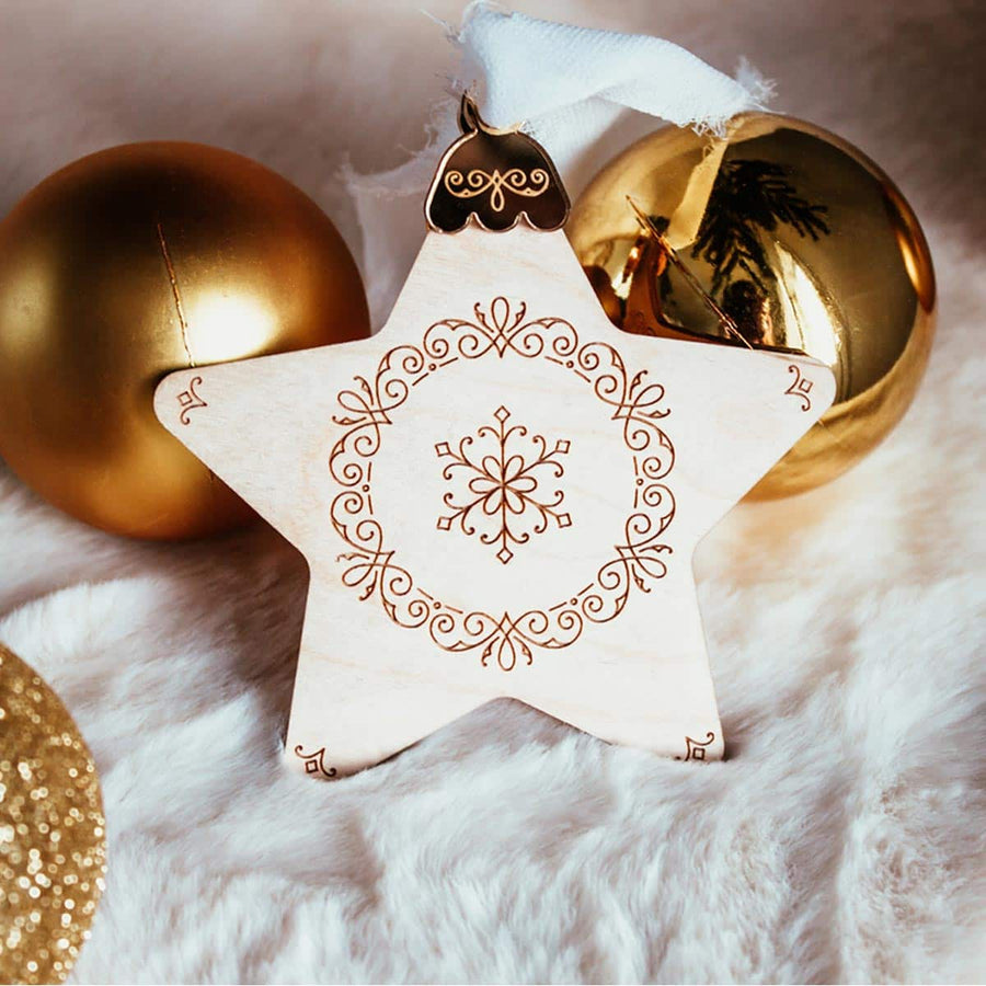 Adorno Estrella Navidad Personalizado vista de frente de la parte trasera