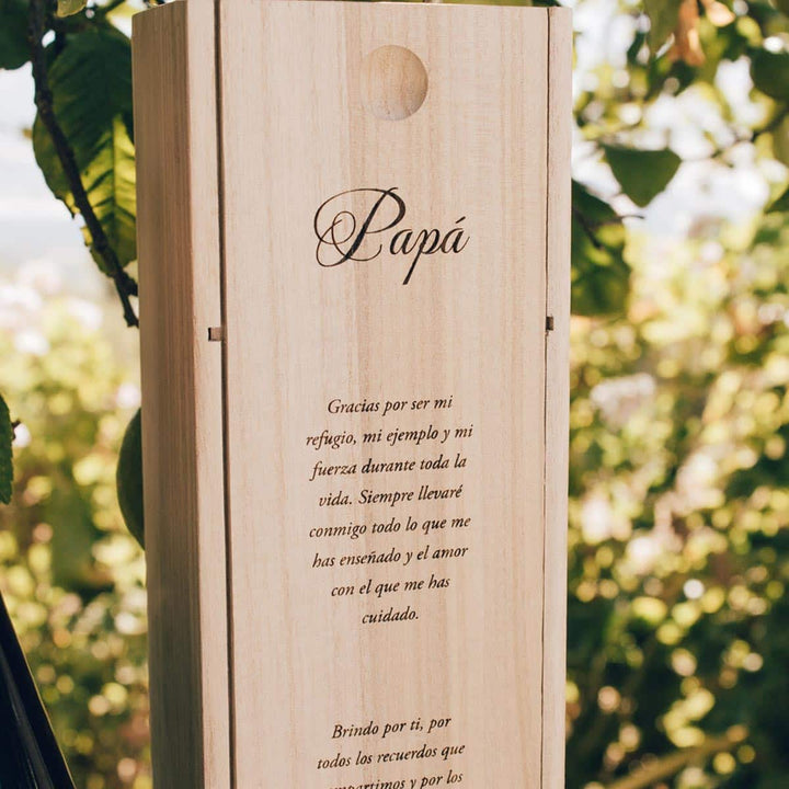 Caja de vino madera personalizada plano cerca 