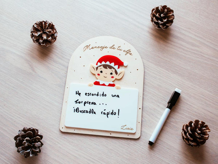 Cartel Elfo Navidad con Mensaje Personalizado escrito