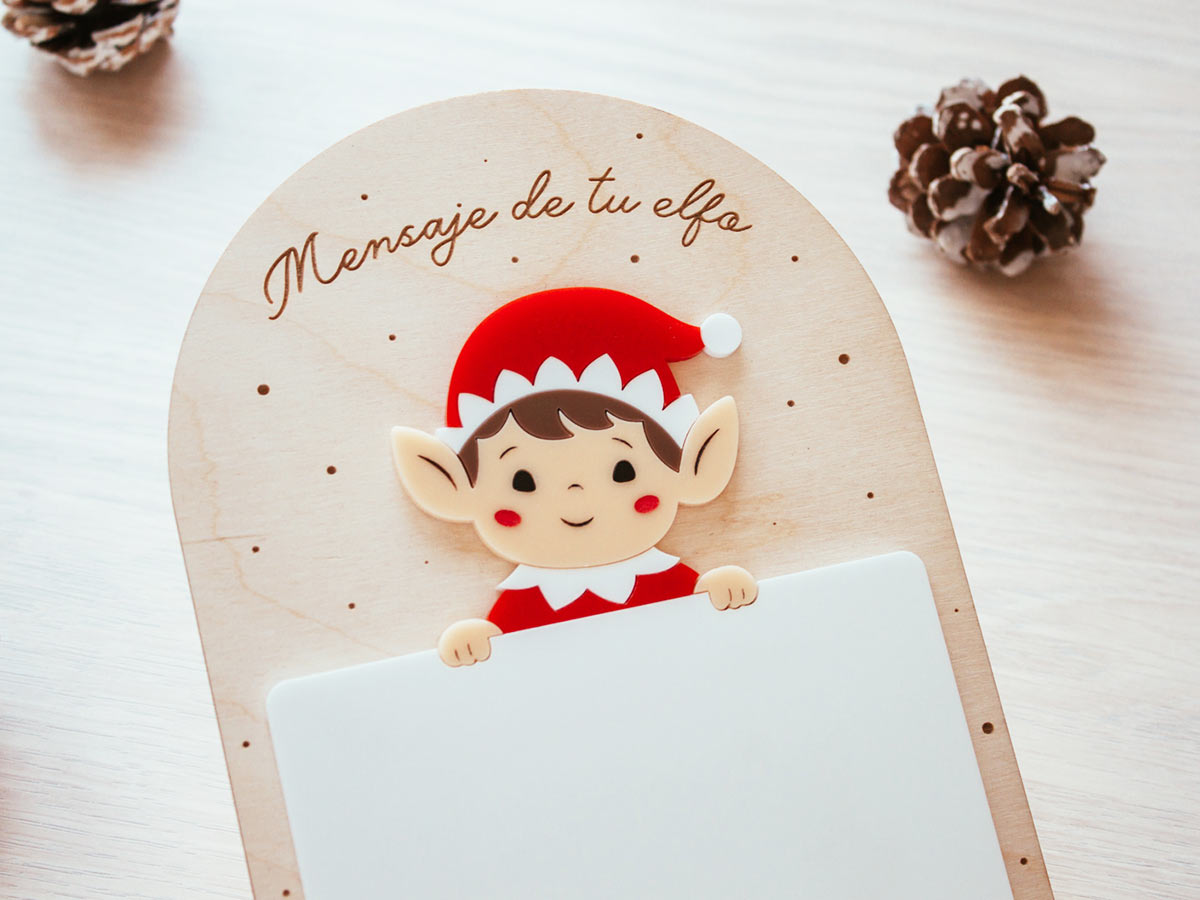Cartel Elfo Navidad con Mensaje Personalizado plano detalle