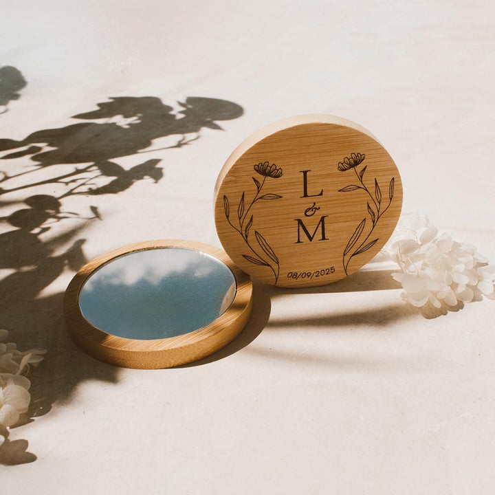 Espejo personalizado boda de madera natural