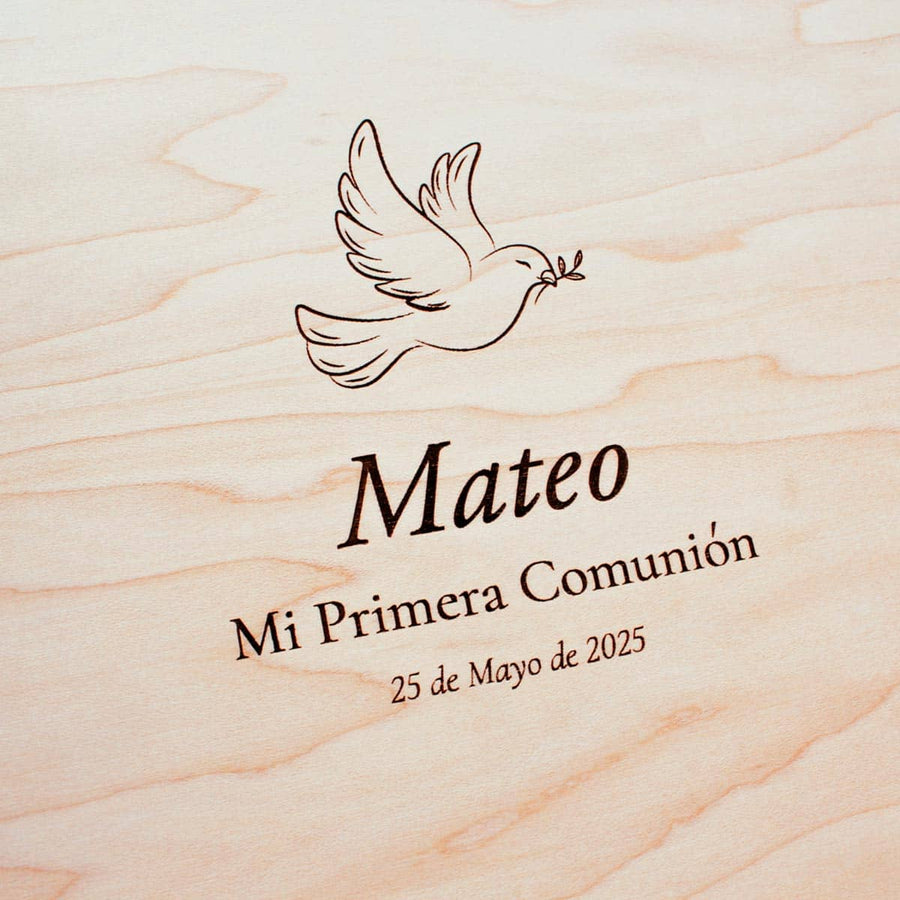 Libro de firmas comunión personalizado plano detalle diseño paloma