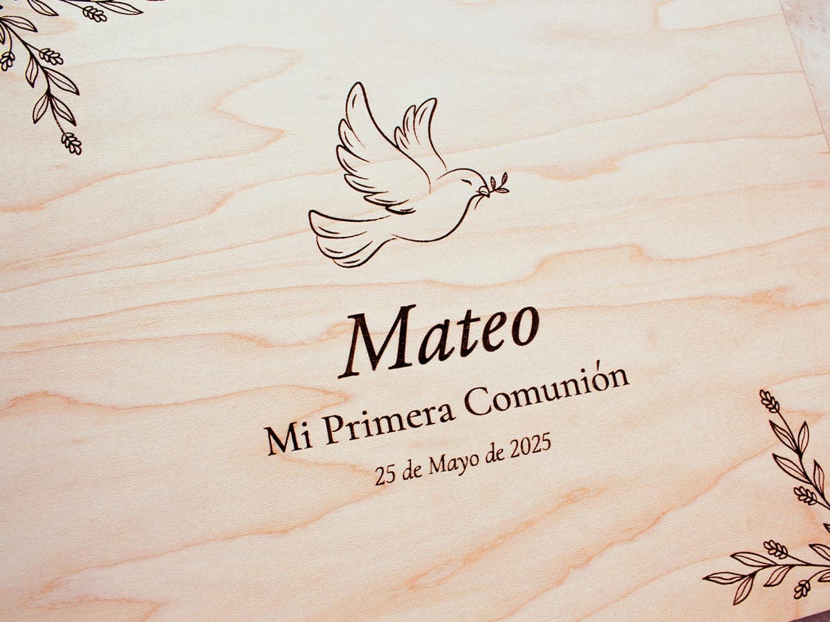 Libro de firmas comunión personalizado plano detalle diseño paloma