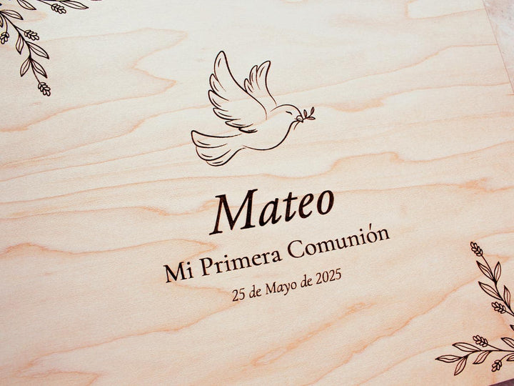 Libro de firmas comunión personalizado plano detalle diseño paloma