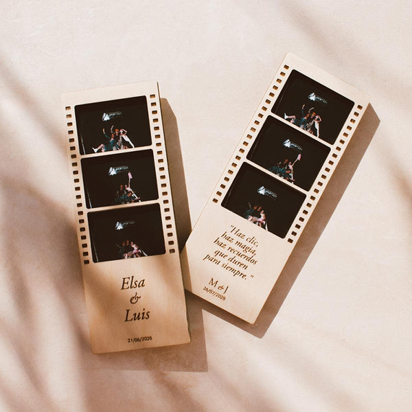 Marco fotos Fotomatón de madera plano general