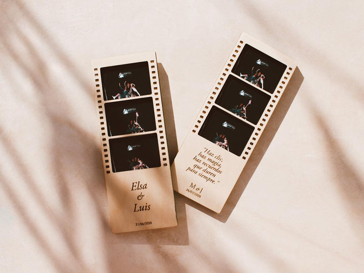 Marco fotos Fotomatón de madera plano general