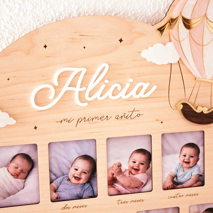 Marco de fotos primer año diseño Globos Aerostáticos Plano detalle nombre