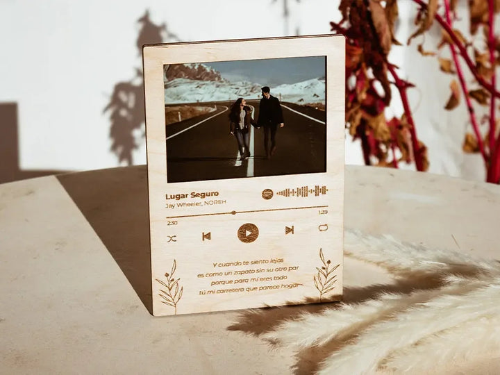 Marco Fotos Spotify personalizado de madera con foto de pareja