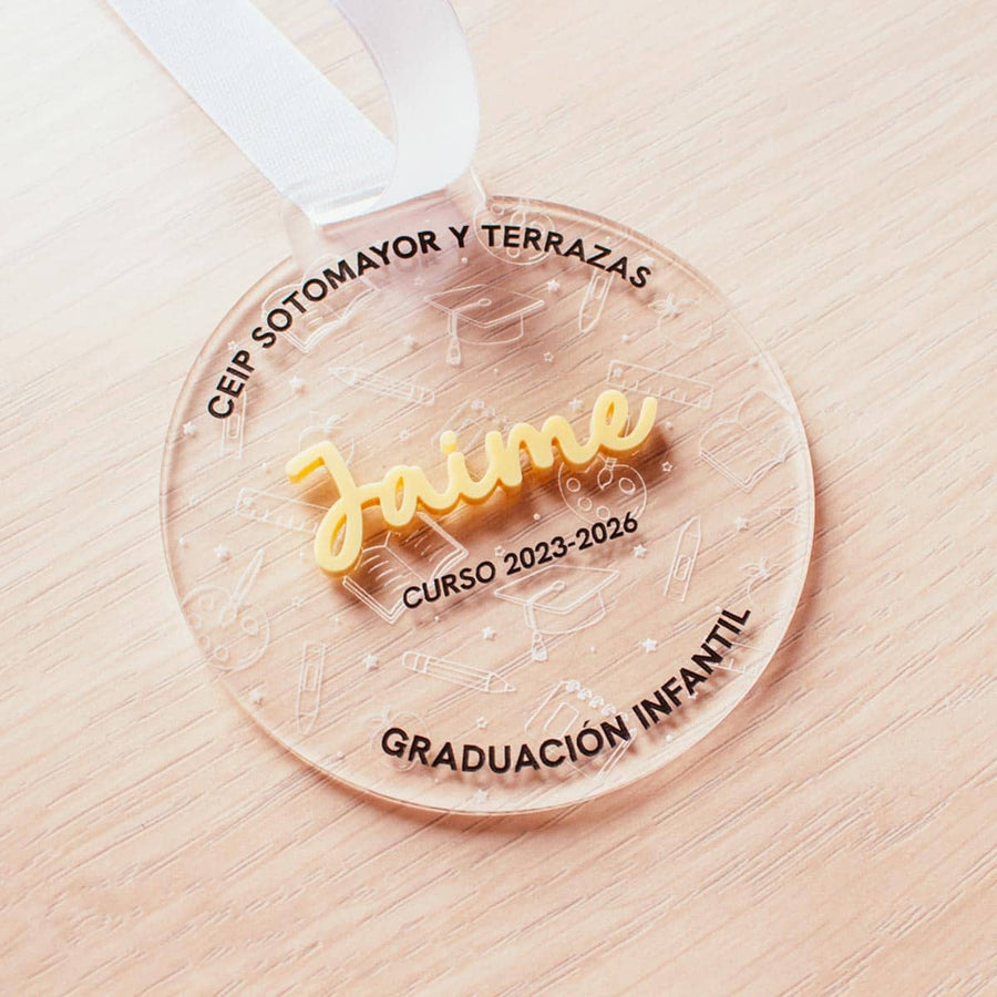 Medalla de graduación metacrilato transparente
