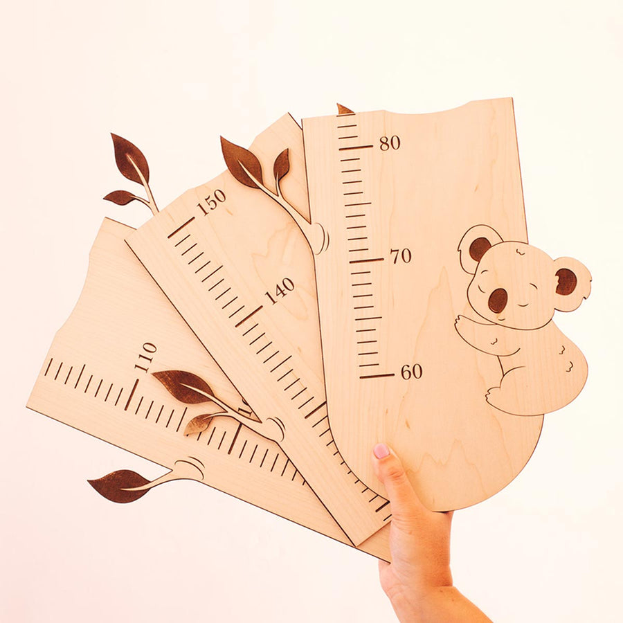 Láminas del Medidor Infantil Koalas de Madera Natural 
