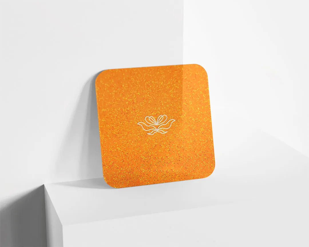 Metacrilato Glitter Transparente Naranja de 3 mm