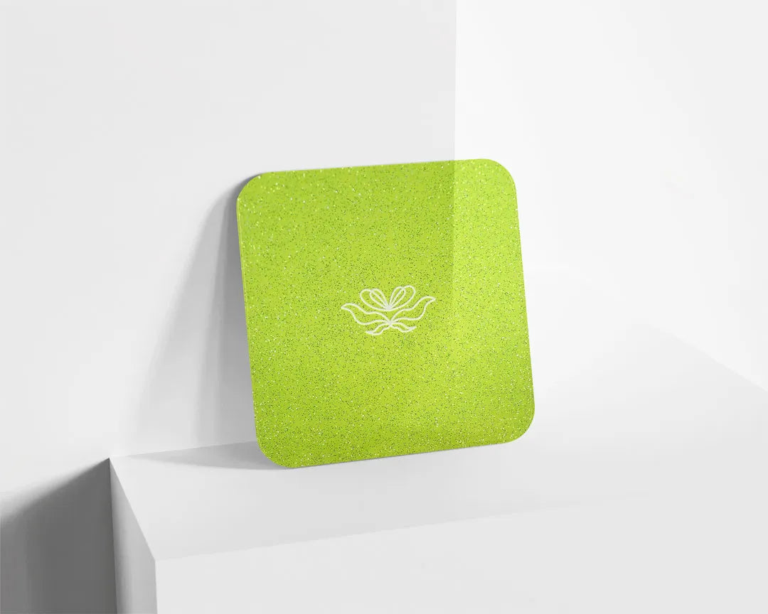 Metacrilato Glitter Transparente Verde Lima de 3 mm