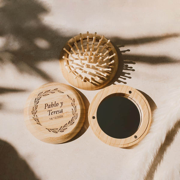 Peine Madera Natural con Espejo para boda