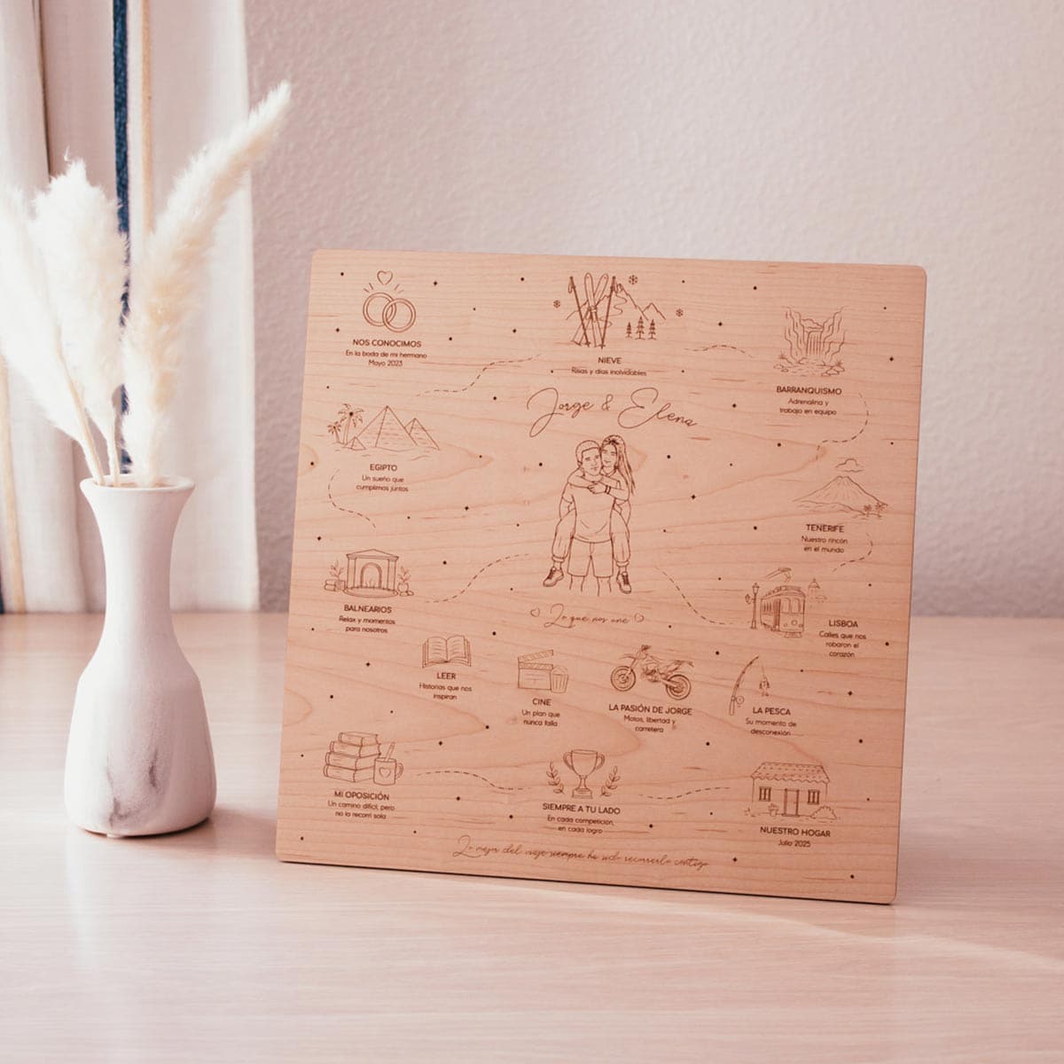Placa historia de amor personalizada en madera