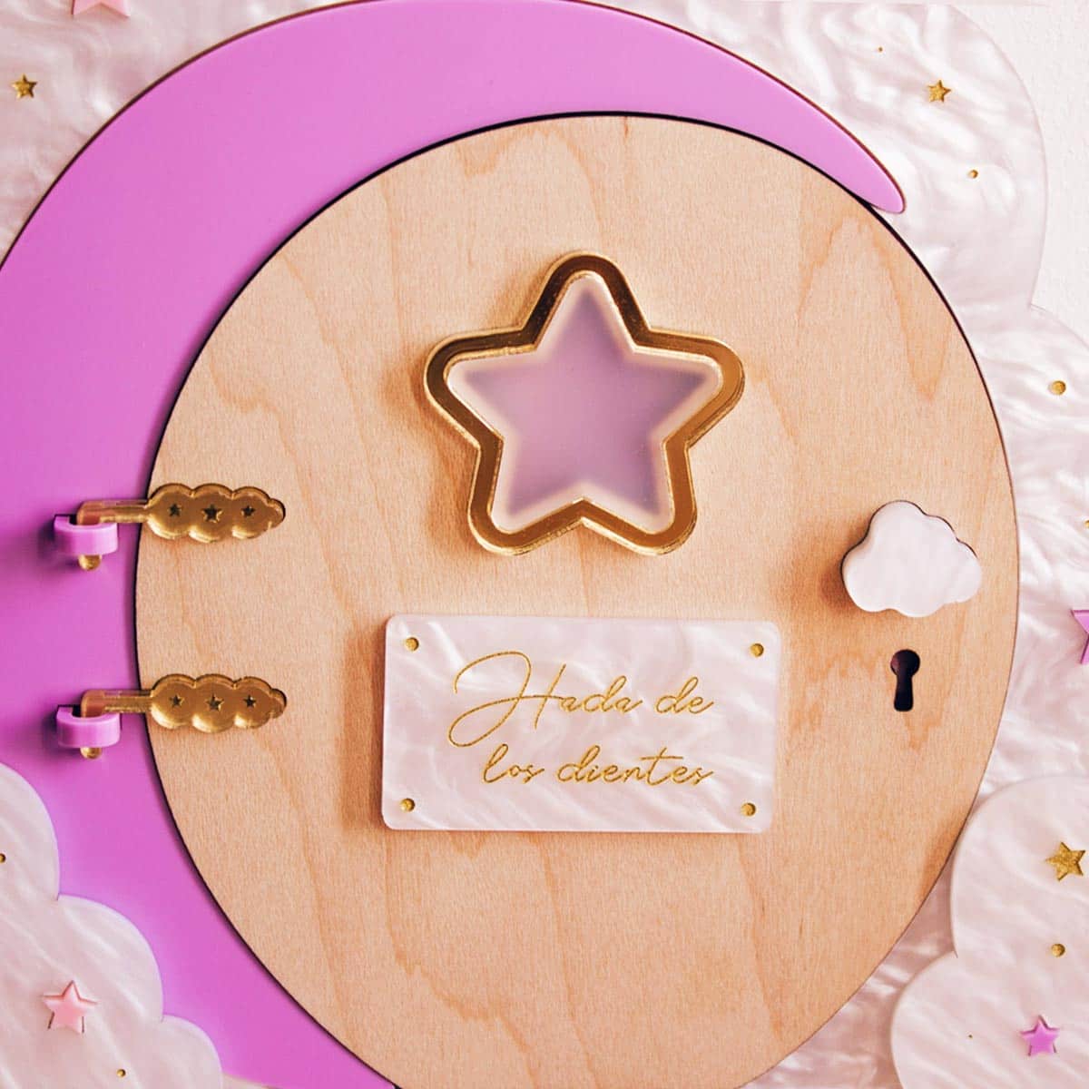 Puerta del Hada de los Dientes personalizada lila plano detalle