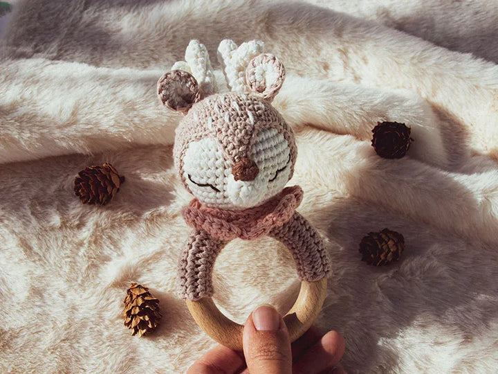 Sonajero crochet Alce Plano Detalle