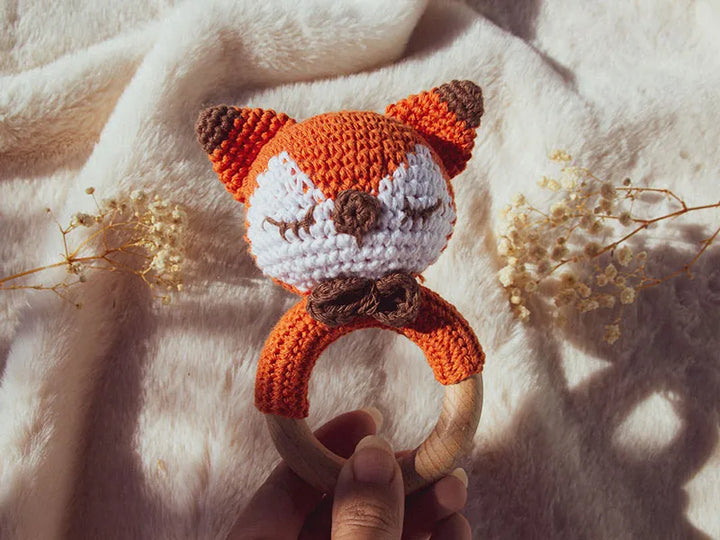 Sonajero crochet Zorrito Plano Detalle
