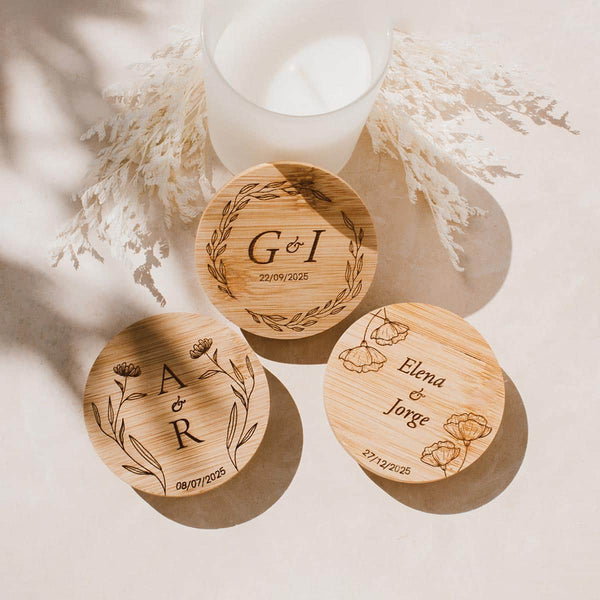 Vela aromática redonda personalizada boda diferentes modelos